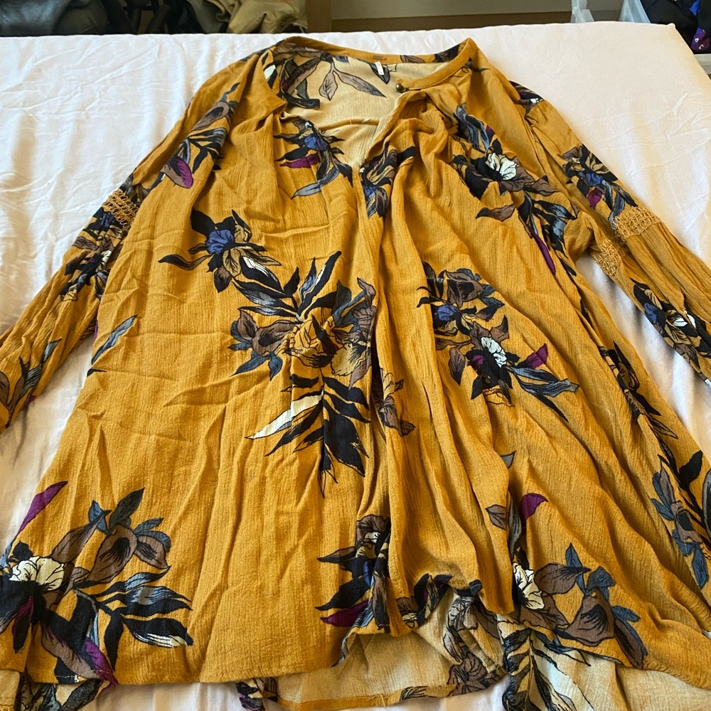 Free People Gold Blouse